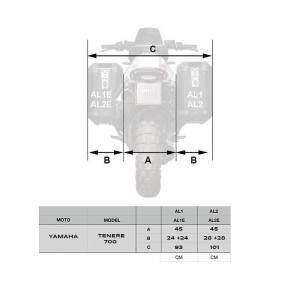 Par de maletas laterales cult en canvas 40l - 50l + par de placas de aluminio + bastidores de alforjas de aluminio atlas yamaha 