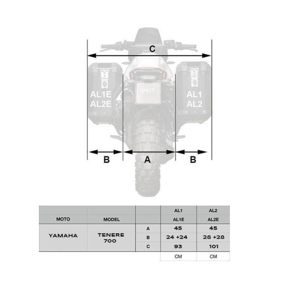 Par de maletas laterales cult en canvas 40l - 50l + par de placas de aluminio + bastidores de alforjas de aluminio atlas yamaha 