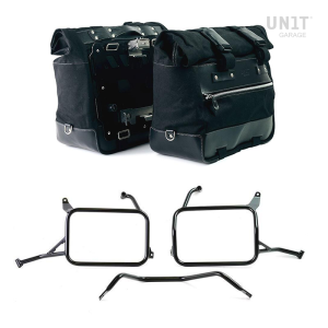 Par de maletas laterales cult en canvas 40l - 50l + par de placas de aluminio + bastidores de alforjas de aluminio atlas yamaha 