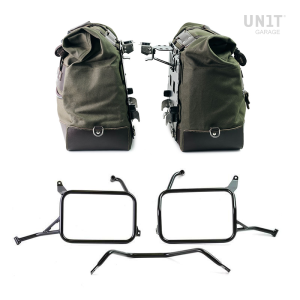 Par de maletas laterales cult en canvas 40l - 50l + par de placas de aluminio + bastidores de alforjas de aluminio atlas yamaha 