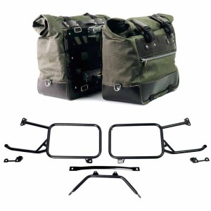 Par de alforjas laterales cult in canvas 40l - 50l + par de placas de aluminio + marcos de alforjas de aluminio moto guzzi stelv