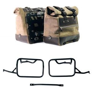 Par de bolsas laterales cult en serraje 40l - 50l + placa de aluminio + marcos para bolsas de aluminio bmw r12 ninet