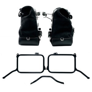 Par de maletas laterales cult en piel crust 40l - 50l + placa de aluminio + marcos royal enfield himalayan 450 para escape origi