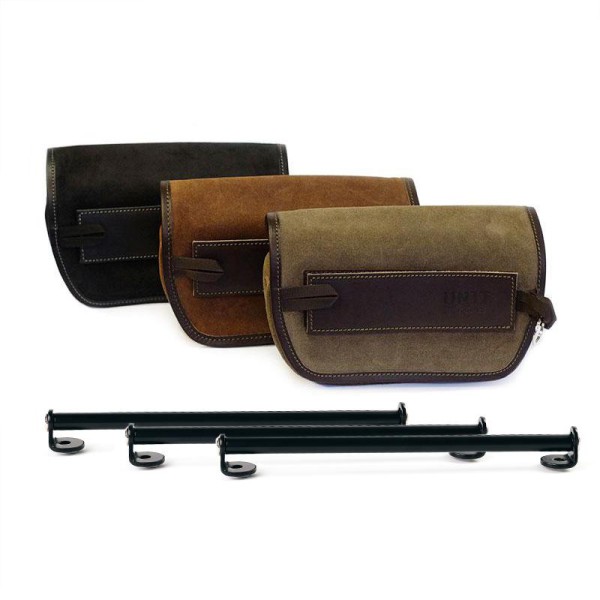 Bolsa de manillar sahara crust cuero + soporte de montaje para triumph scrambler 1200 xc-xe