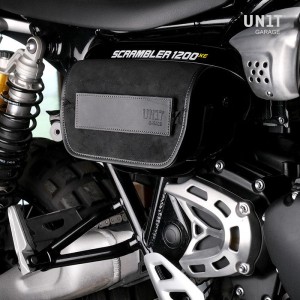 Bolsa de manillar sahara crust cuero + soporte de montaje para triumph scrambler 1200 xc-xe