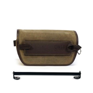 Bolsa de manillar sahara crust cuero + soporte de montaje para triumph scrambler 1200 xc-xe