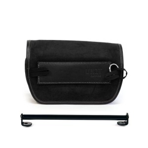 Bolsa de manillar sahara crust cuero + soporte de montaje para triumph scrambler 1200 xc-xe