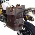 Portabolsa de aluminio con frontal de cuero ajustable y enganche rápido + moto guzzi v100 mandello marco izquierdo
