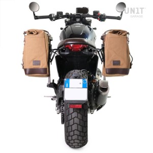 Alforja scram en lona 22l-30l + marco izquierdo ducati scrambler (2023 en adelante)