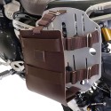 Portabolsa de aluminio con frontal de cuero ajustable y enganche rápido + chasis derecho ducati scrambler (2023 en adelante)