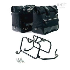 Par de maletas laterales cult en canvas 40l - 50l + par de placas de aluminio + cuadros ktm para bolsas de aluminio atlas