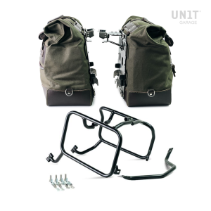 Par de maletas laterales cult en canvas 40l - 50l + par de placas de aluminio + cuadros ktm para bolsas de aluminio atlas