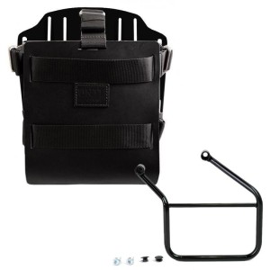 Portabolsa de aluminio con frontal de cuero ajustable y enganche rápido + honda cl marco izquierdo