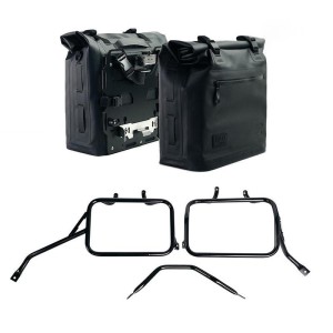 Dos bolsas laterales khali en tpu 35l - 45l + par de placas de aluminio + marcos de alforjas de aluminio para triumph speed 400 