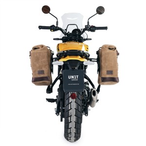 Bolsa lateral scram en piel serraje 22l-30l + marco izquierdo royal enfield guerrilla 450