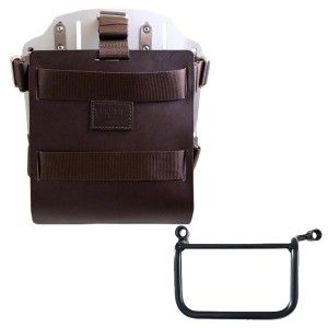 Portabolsa de aluminio con frontal de cuero ajustable y enganche rápido + cuadro royal enfield himalayan 450 (2024 en adelante) 