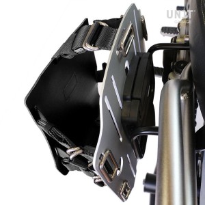 Portabolsa de aluminio con frontal de cuero ajustable y enganche rápido + cuadro royal enfield himalayan 450 (2024 en adelante) 