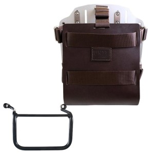 Portabolsa de aluminio con frontal de cuero ajustable y enganche rápido + royal enfield himalayan 450 (2024 en adelante) marco d