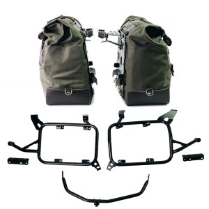 Par de alforjas laterales cult in canvas 40l - 50l + par de placas de aluminio + marcos de alforjas de aluminio bmw f900gs adv