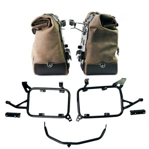 Par de alforjas laterales cult en cuero crust 40l - 50l + placa de aluminio + marcos de alforjas de aluminio bmw f900gs adv