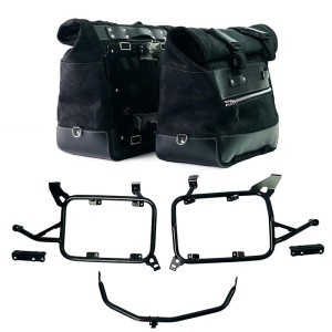 Par de alforjas laterales cult en cuero crust 40l - 50l + placa de aluminio + marcos de alforjas de aluminio bmw f900gs adv