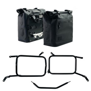 Dos bolsas laterales khali en tpu 35l - 45l + par de placas de aluminio + marcos de alforjas moto guzzi v85 tt (2024 en adelante
