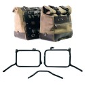Par de alforjas laterales cult en cuero crust de 40l - 50l + placa de aluminio + marcos de alforjas de aluminio para royal enfie