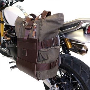 Portabolsa de aluminio con frontal de cuero ajustable y enganche rápido + bmw f900gs bastidor izquierdo