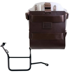 Portabolsa de aluminio con frontal de cuero ajustable y enganche rápido + bmw f900gs bastidor derecho