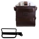 Portabolsa de aluminio con frontal de cuero ajustable y enganche rápido + bastidor derecho royal enfield hunter 350