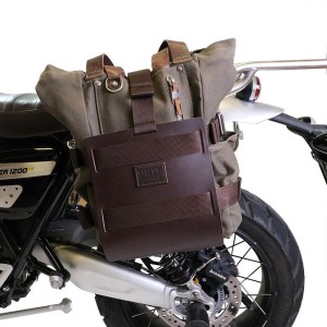 Portabolsa de aluminio con frontal de cuero ajustable y enganche rápido + chasis honda gb350s izquierdo