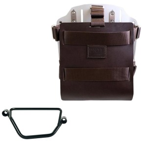 Portabolsa de aluminio con frontal de cuero ajustable y enganche rápido + chasis honda gb350s derecho