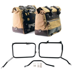 Par de maletas laterales cult en canvas 40l - 50l + par de placas de aluminio + marcos triumph scrambler 1200 x (2024 en adelant