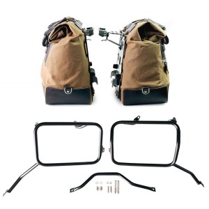 Par de maletas laterales cult en canvas 40l - 50l + par de placas de aluminio + marcos triumph scrambler 1200 x (2024 en adelant