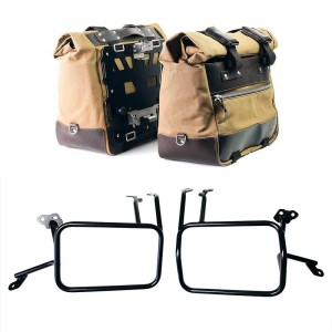 Par de maletas laterales cult en canvas 40l - 50l + par de placas de aluminio + marcos de alforjas de aluminio atlas para ktm 12