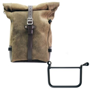 Bolso lateral pure en piel de corteza + royal enfield guerrilla 450 marco izquierdo