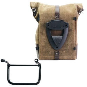 Bolso lateral pure en piel de corteza + marco derecho royal enfield guerrilla 450