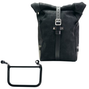 Bolso lateral pure en piel de corteza + marco derecho royal enfield guerrilla 450