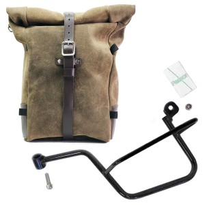 Bolso lateral pure en piel de corteza + chasis moto guzzi v7 izquierdo