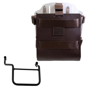 Portabolsa de aluminio con frontal de cuero ajustable y enganche rápido + chasis derecho honda transalp 750 (a partir de 2023)