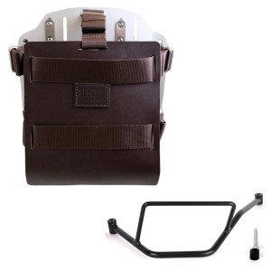 Portabolsa de aluminio con frontal de cuero ajustable y enganche rápido + bmw f450gs bastidor izquierdo