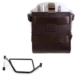 Portabolsa de aluminio con frontal de cuero ajustable y enganche rápido + bmw f450gs bastidor derecho