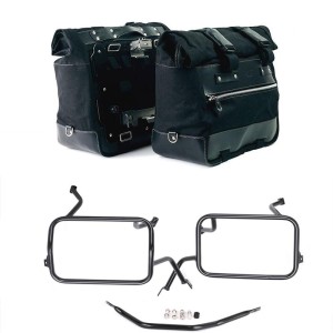 Par de maletas laterales cult en canvas 40l - 50l + par de placas de aluminio + marcos de alforjas de aluminio atlas bmw f450gs