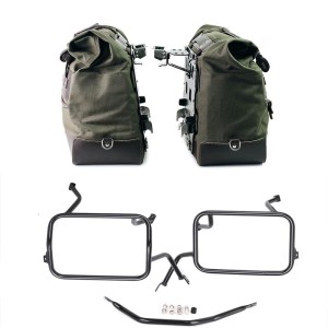 Par de maletas laterales cult en canvas 40l - 50l + par de placas de aluminio + marcos de alforjas de aluminio atlas bmw f450gs