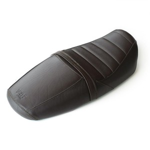 Funda de sillín en cuero marrón (sillín largo)