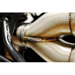 Titanium scrambler doble alto silenciador con soldadura visible