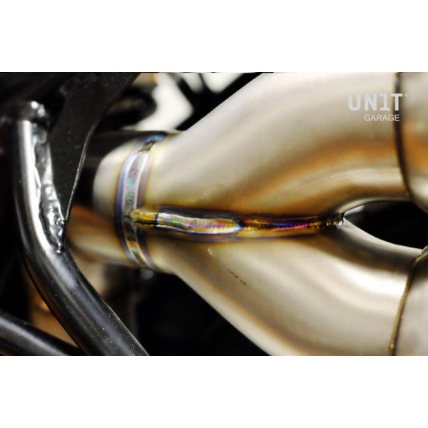 Titanium scrambler doble alto silenciador con soldadura visible