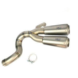 Titanium scrambler doble alto silenciador con soldadura visible