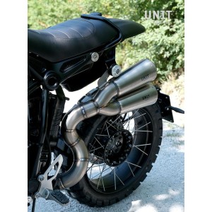 Titanium scrambler doble alto silenciador con soldadura visible
