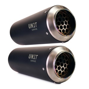 Titanium scrambler doble alto silenciador con soldadura visible
